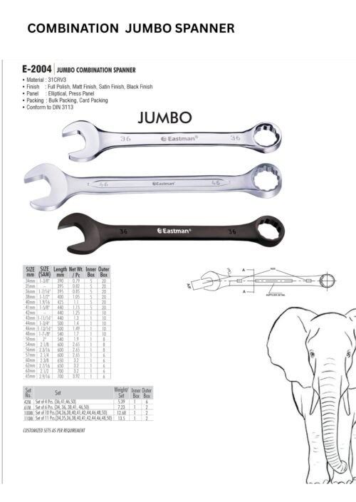 Combination Jumbo Spanner (Elliptical Panel) E-2004 - Image 3