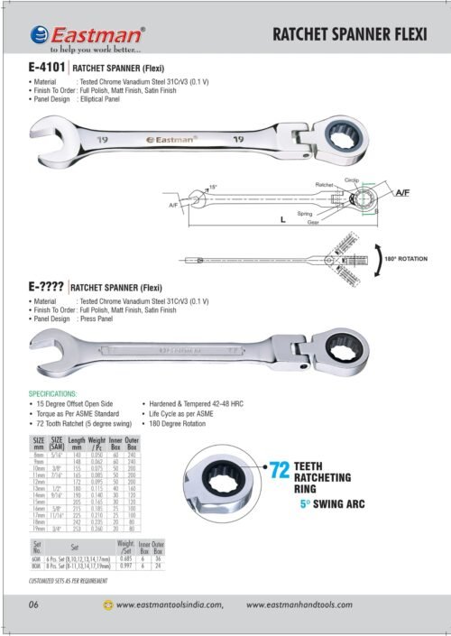 Ratchet Spanner (Flexi) E-4101 - Image 2
