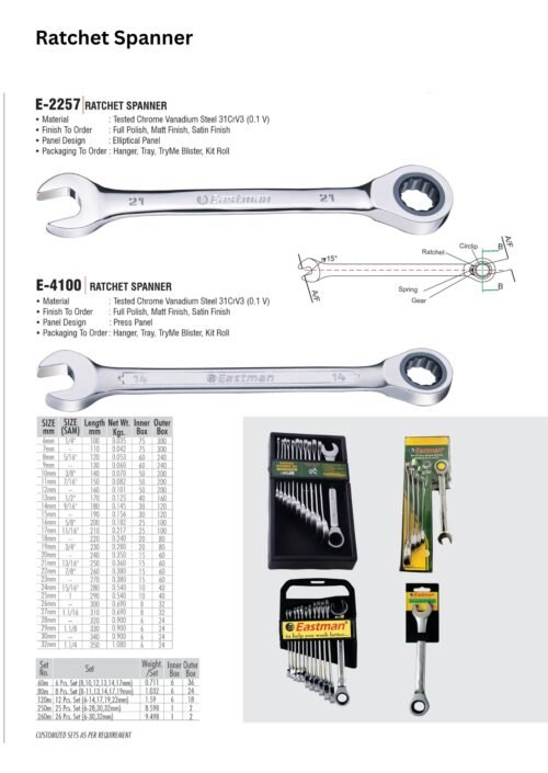 Ratchet Spanner Cold Stamped E-4100 - Image 2
