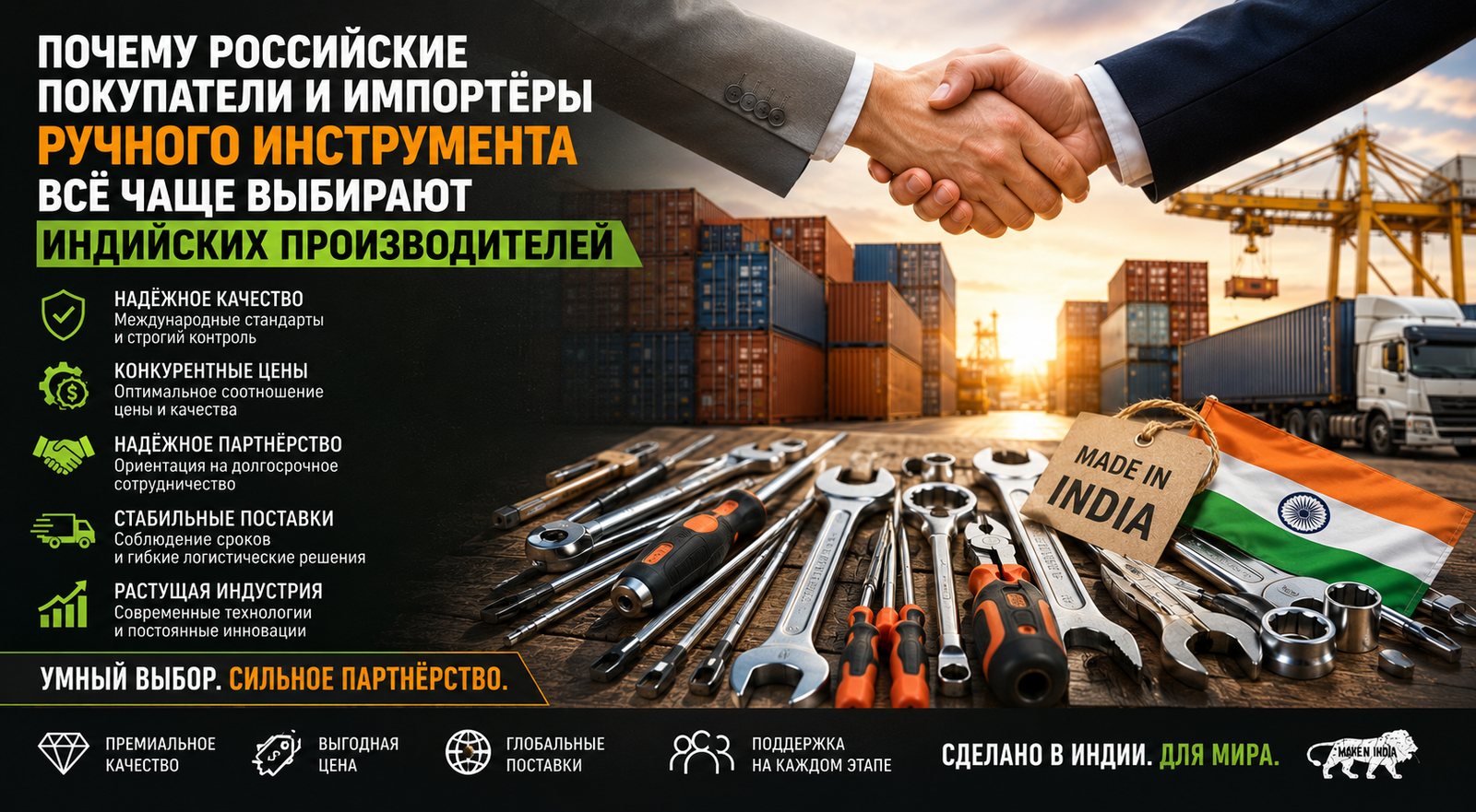Почему российские покупатели и импортёры ручного инструмента всё чаще выбирают индийских производителей